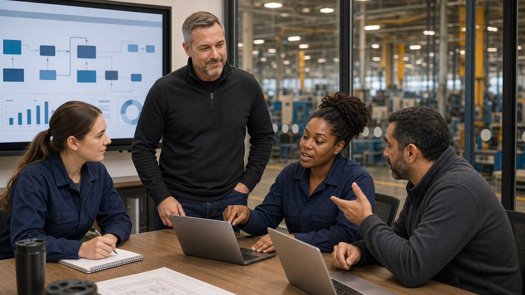 Illustrative AI-enabled manufacturing training scene